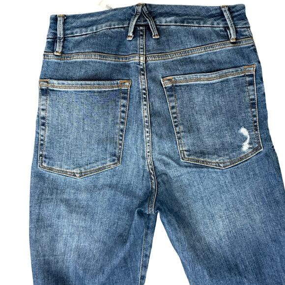 Good American Good Waist Blue Medium Wash Distressed Snake Pocket B322 sz 2 / 26 - Picture 9 of 9